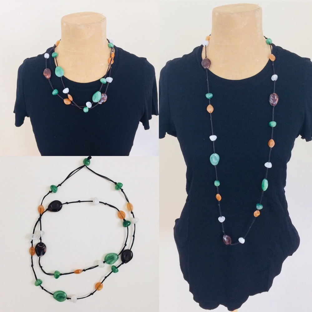 Handmade Necklace with with large stone beads